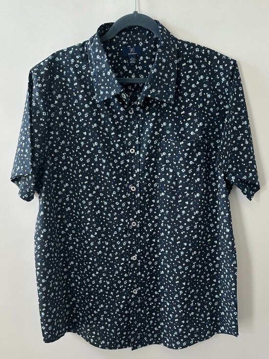 George Other - George Blue Floral Pattern Large Men's Short Sleeve Shirt